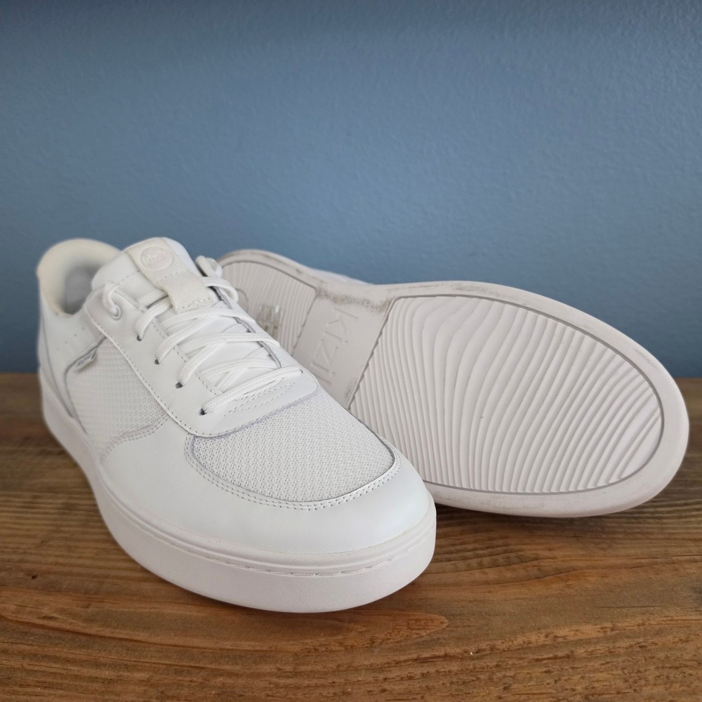 Kizik Men's Oslo Hands-Free Sneaker White Leather Mesh Low Top US 12